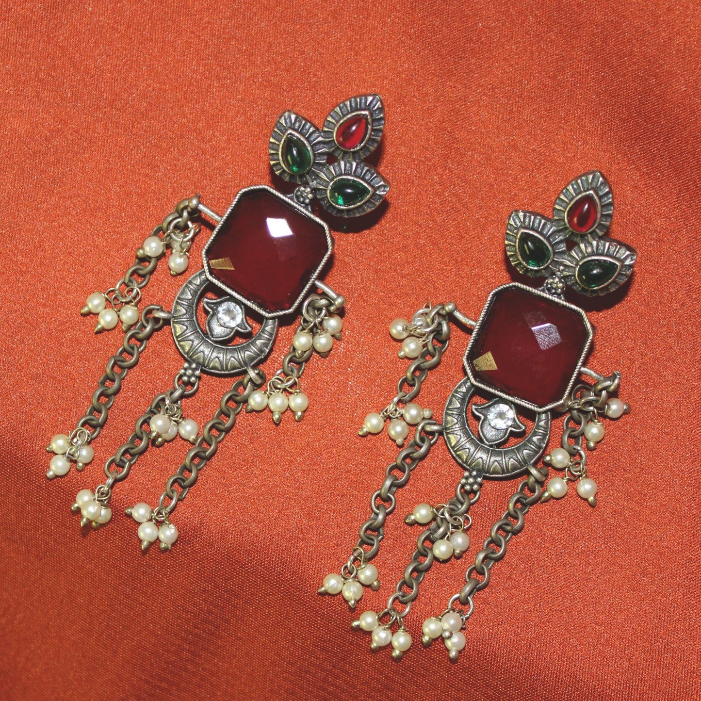 Silva Sutra Crimson Chandelier earrings