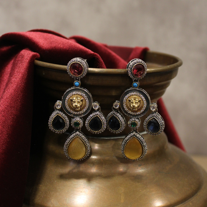 Multistone Statement Lion Earrings
