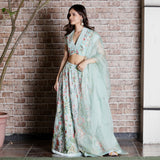 Aqua Green embroidered Lehenga set