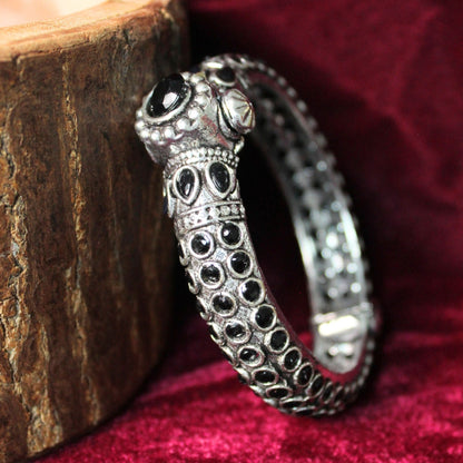Oxidised black Stone Brass Bangle