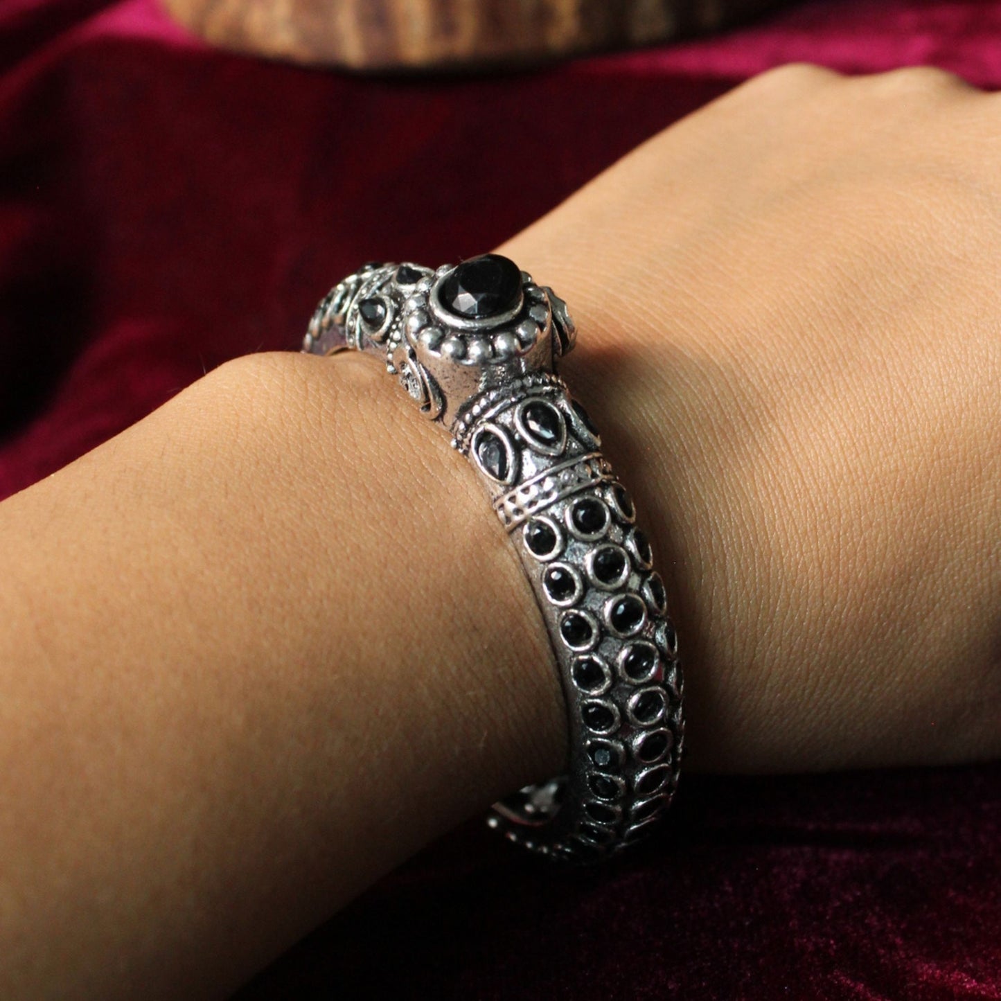 Oxidised black Stone Brass Bangle