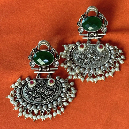 Silva Sutra green drop earrings