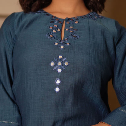 Indigo Chanderi Kurta