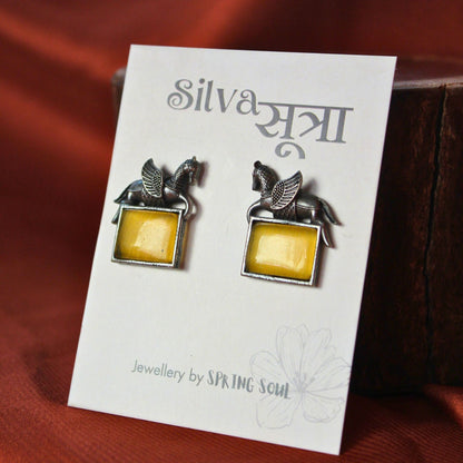 Silva Sutra yellow unicorn studs