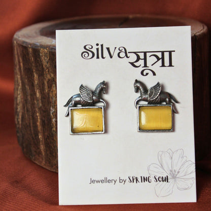 Silva Sutra yellow unicorn studs