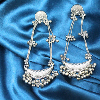 Oxidised Silver Ghungroo Cascade Earrings