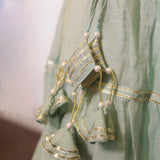 Aqua green tissue sharara set