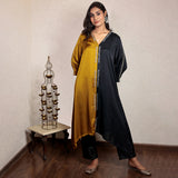 Half & half Modal silk asymmetric kurta with hand embroidery