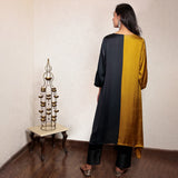 Half & half Modal silk asymmetric kurta with hand embroidery