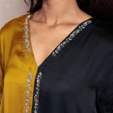 Half & half Modal silk asymmetric kurta with hand embroidery