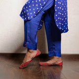 Blue bandhani kurta set with thread work