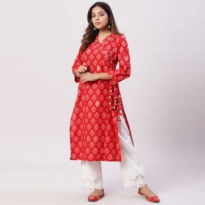 Angarkha style cotton printed kurta
