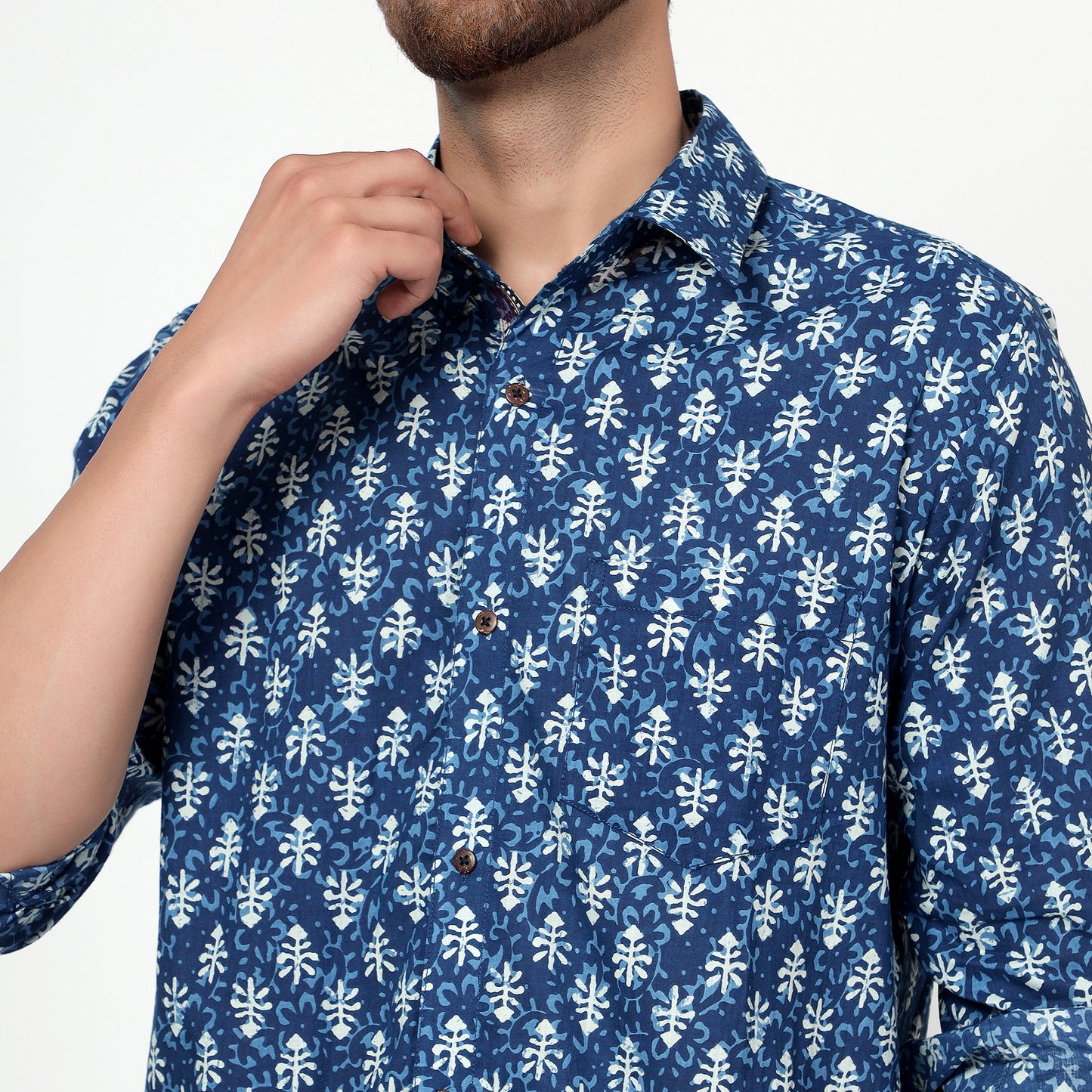 blue Cotton printed full sleeves shirt