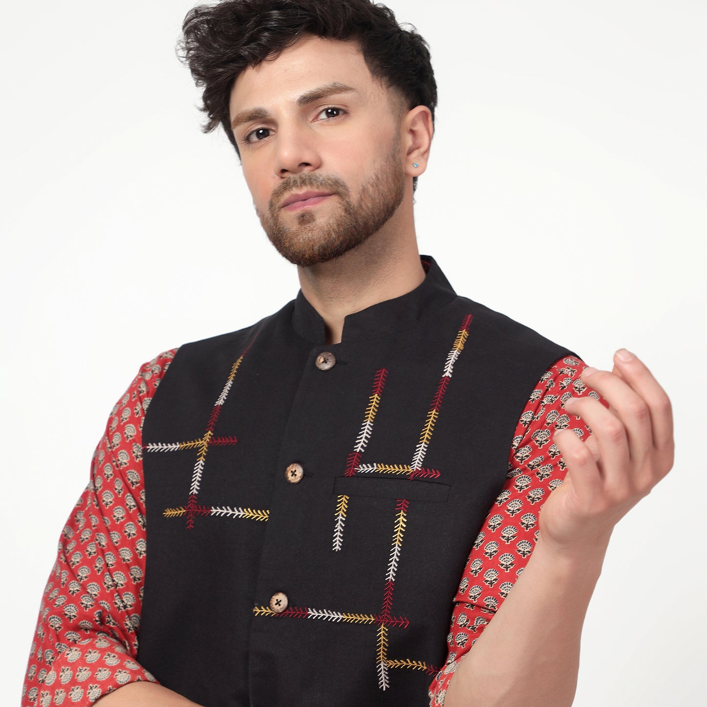 Black embroidered waistcoat