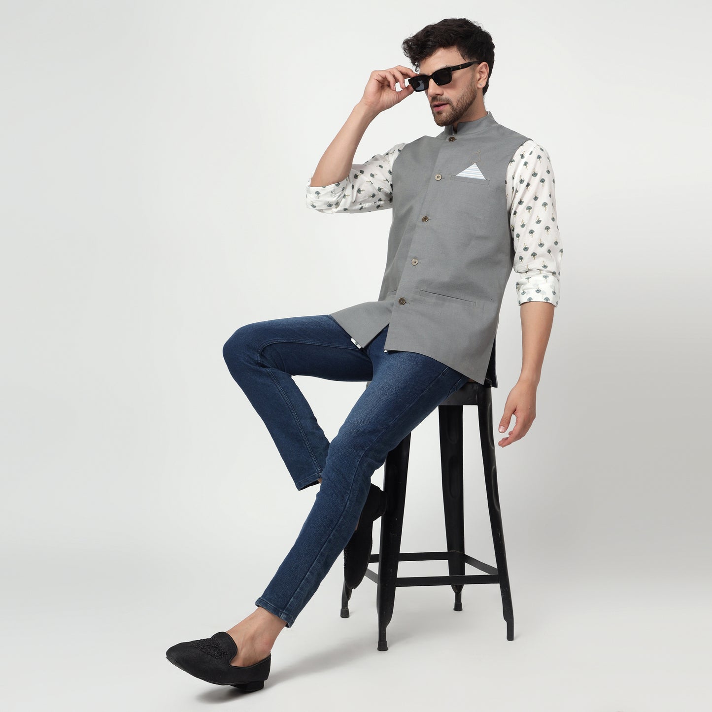 Grey cotton silk waistcoat