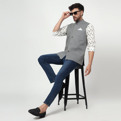 Grey cotton silk waistcoat