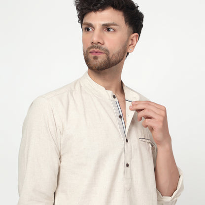 ecru Cotton linen full sleeves kurta shirt