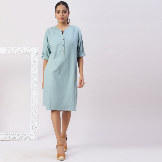 Cotton linen panel dress