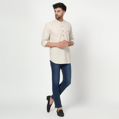 ecru Cotton linen full sleeves kurta shirt