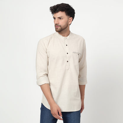 ecru Cotton linen full sleeves kurta shirt