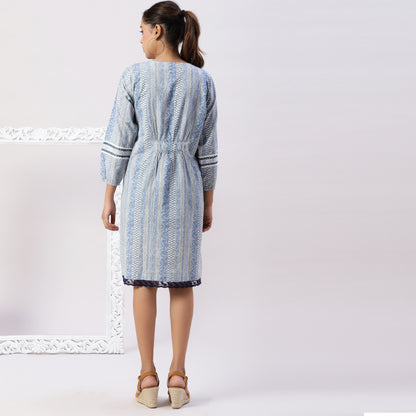 Cotton Printed Dress with Embriodery Detailing