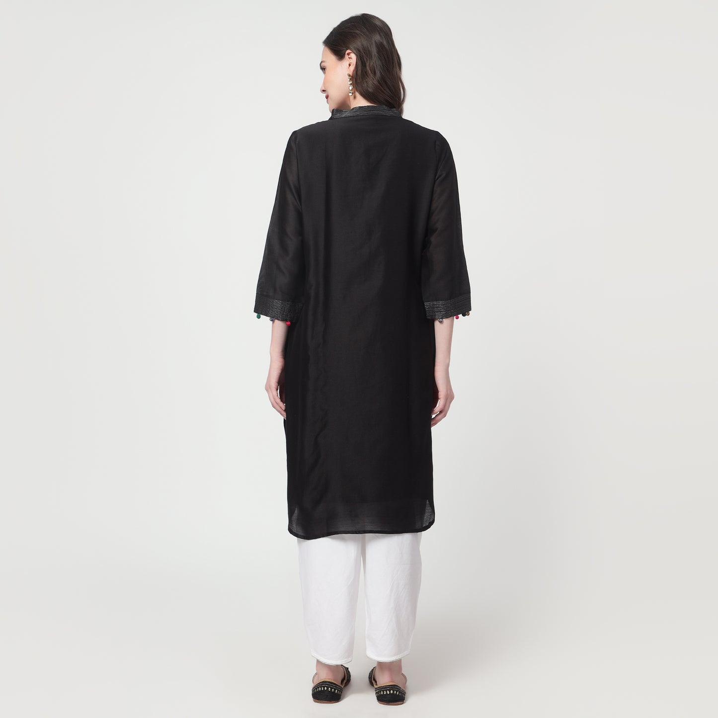 black chanderi kurta Set