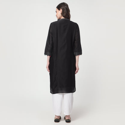 black chanderi kurta Set