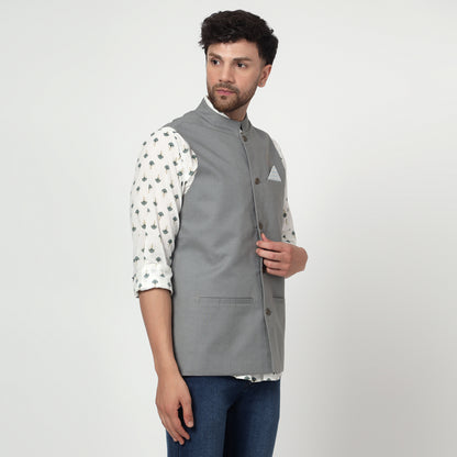 Grey cotton silk waistcoat