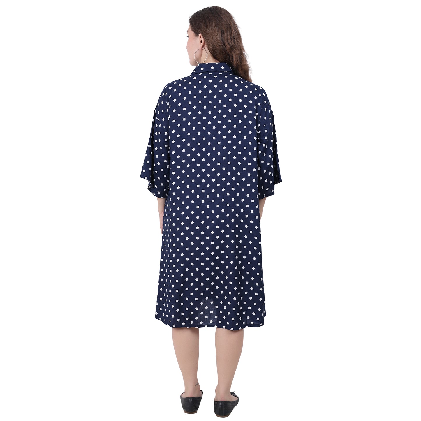 cotton viscose polka printed Knee Length Dress