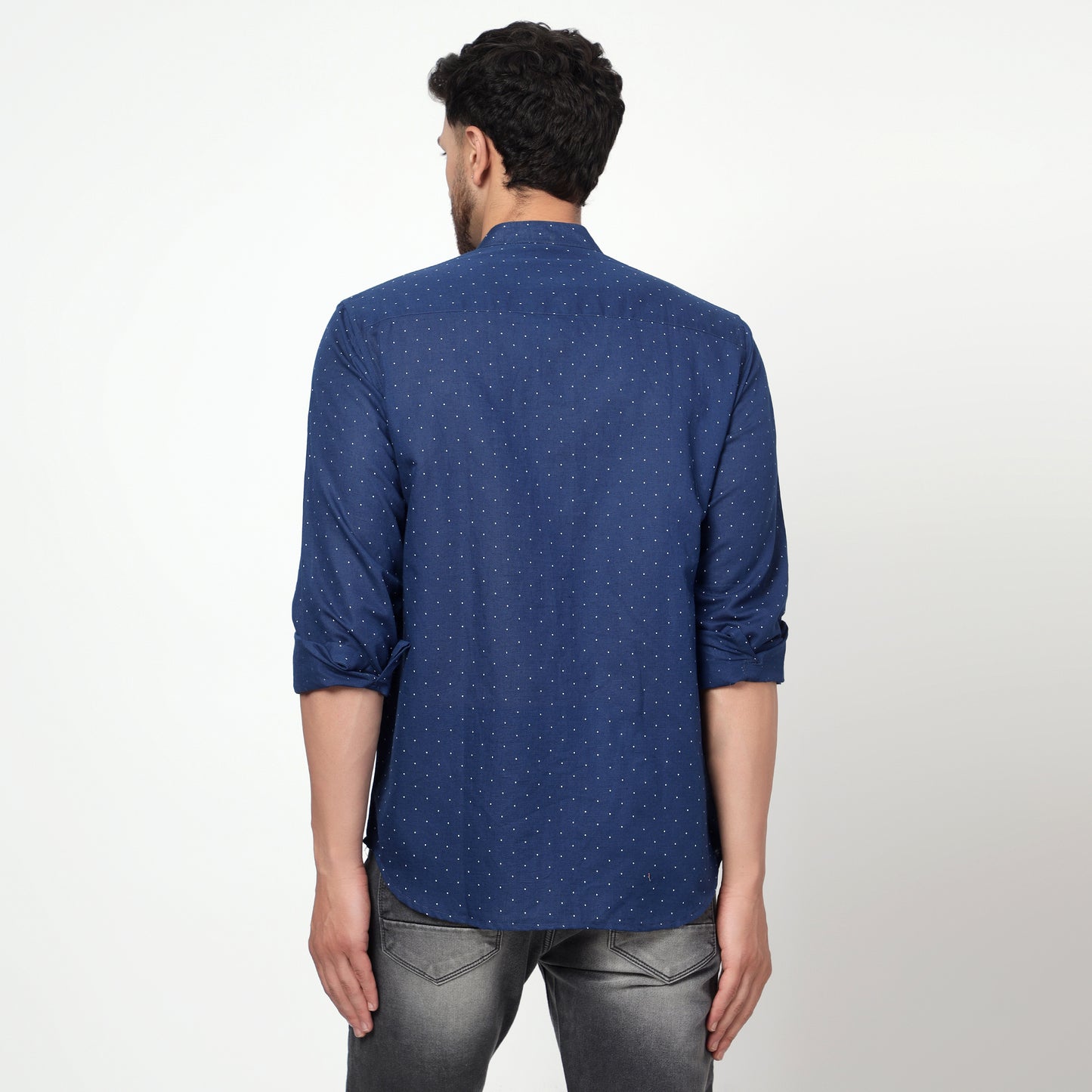 blue Cotton linen printed full sleeves shirt
