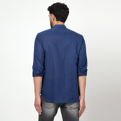 blue Cotton linen printed full sleeves shirt