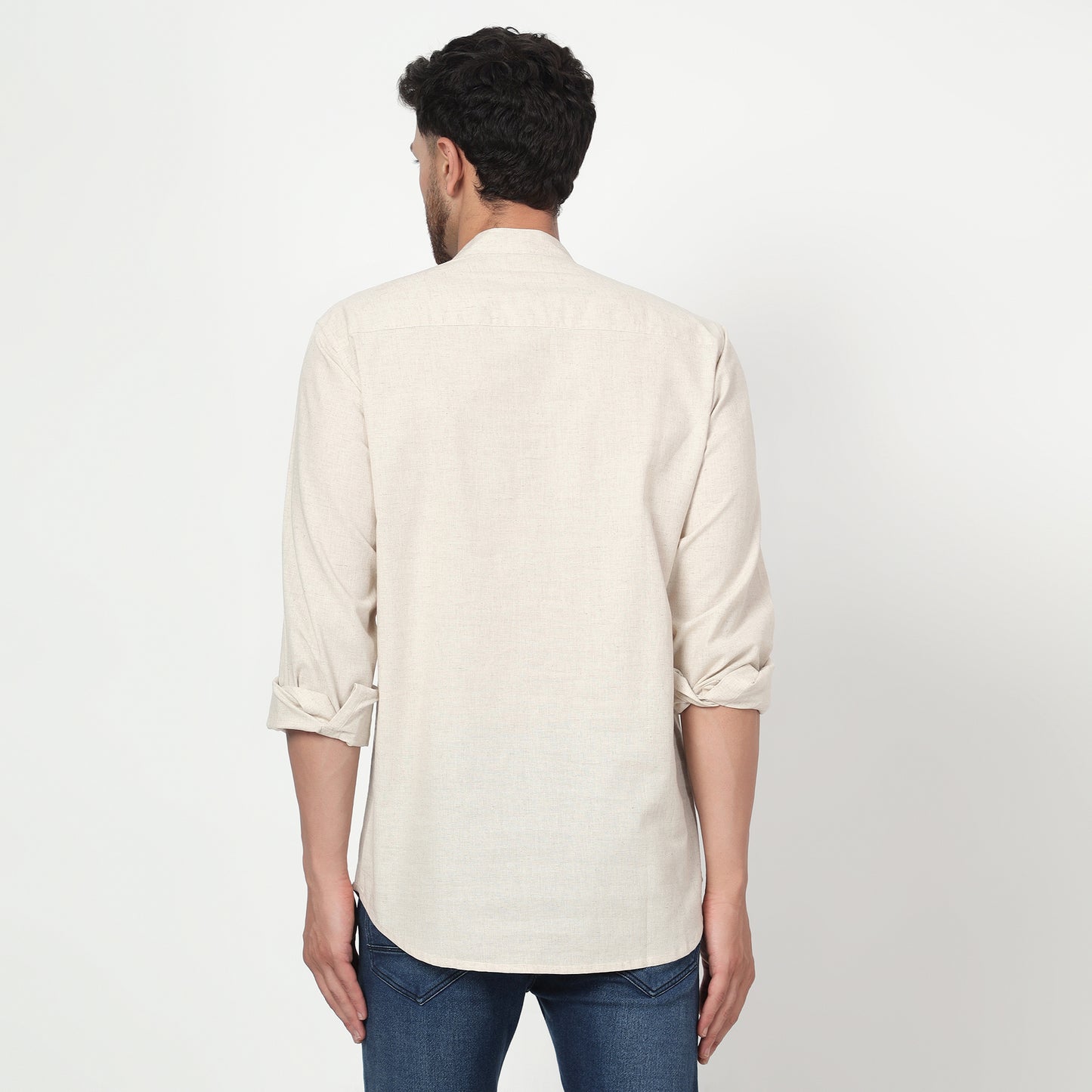 ecru Cotton linen full sleeves kurta shirt