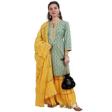 Green and Yellow Printed Sharara Set