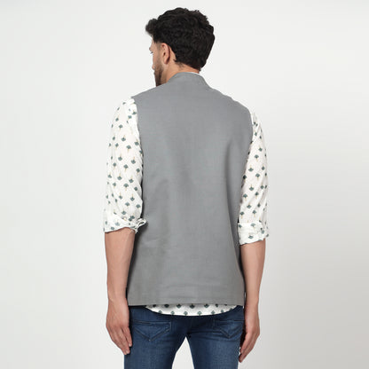 Grey cotton silk waistcoat