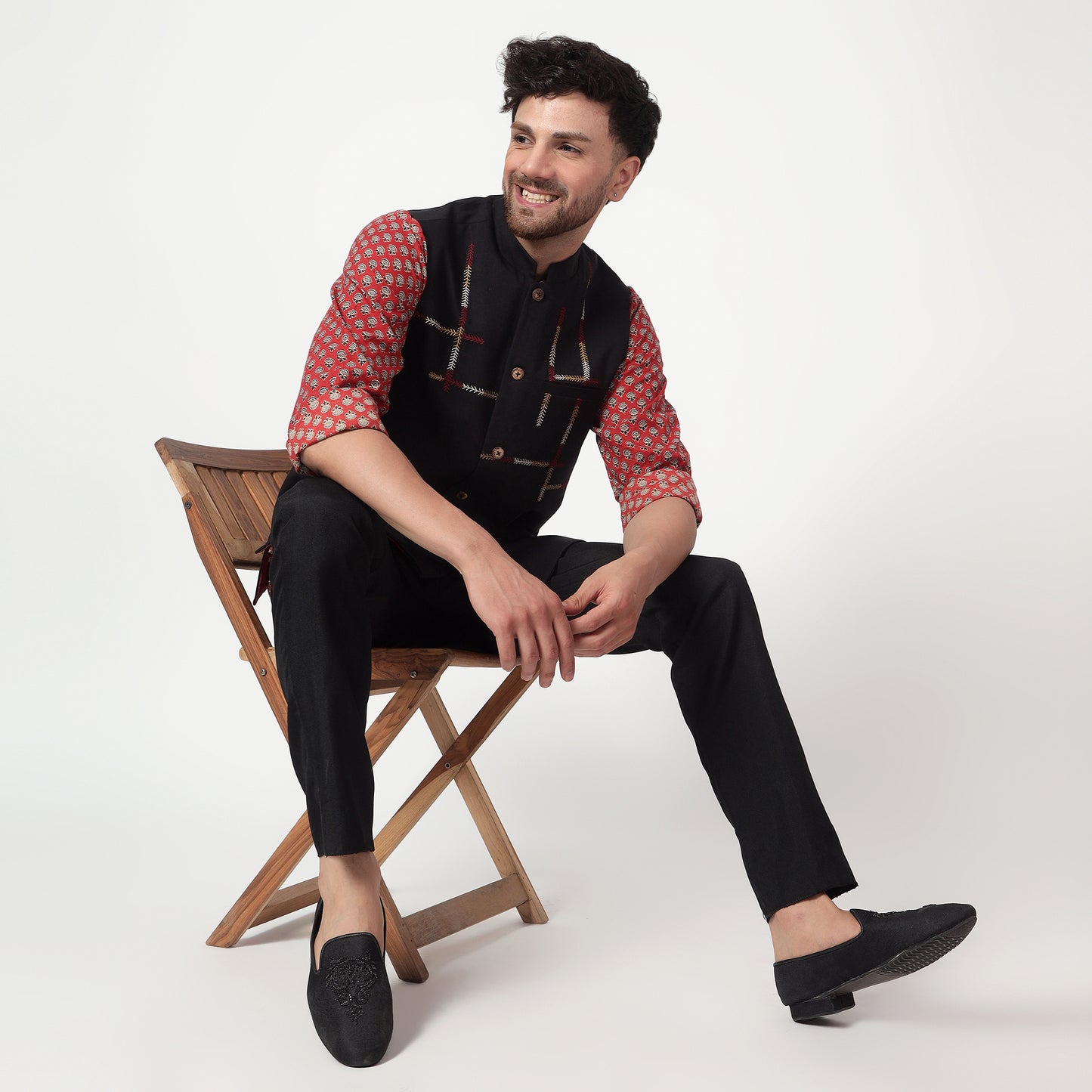 Black embroidered waistcoat