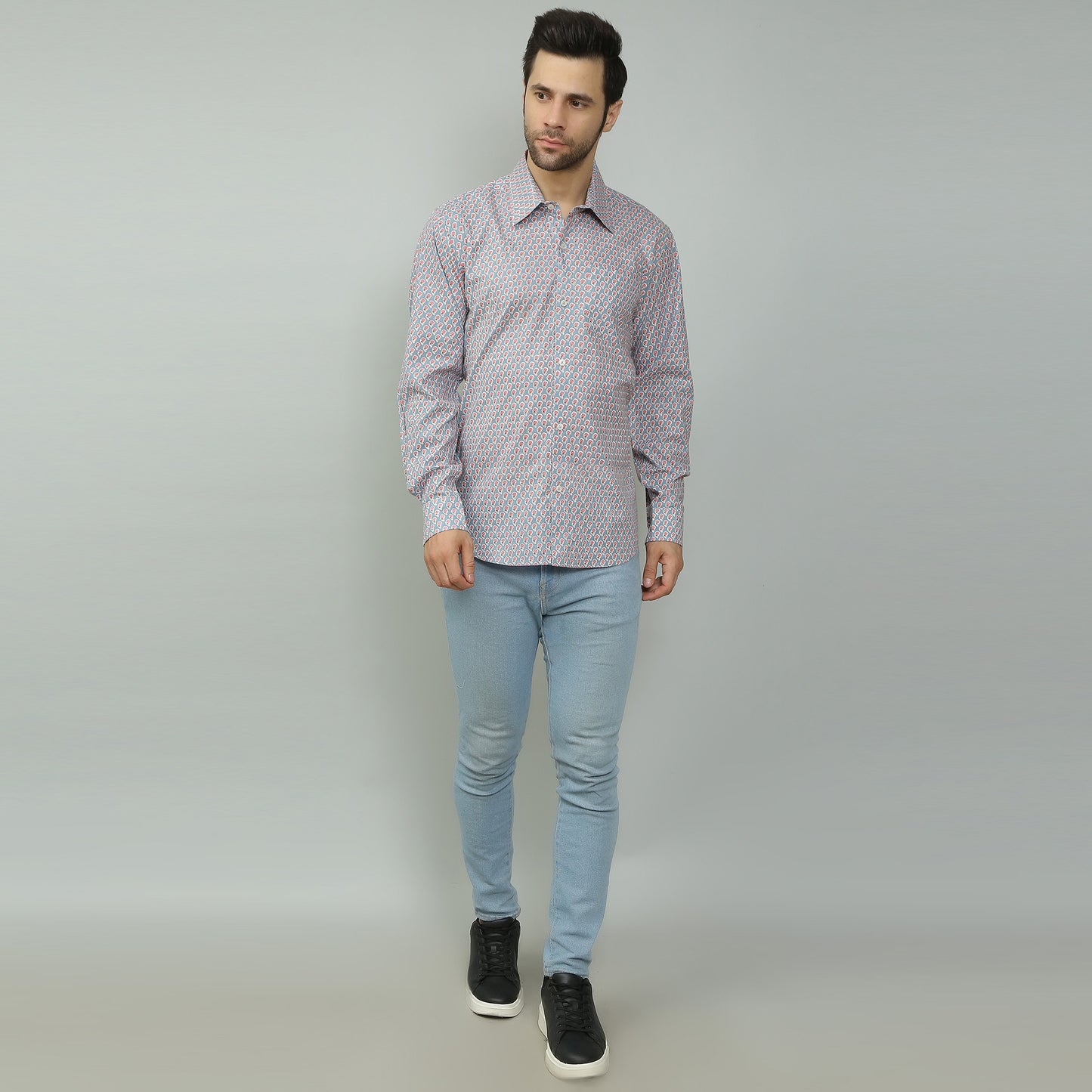 blue Cotton printed full sleeves shirt