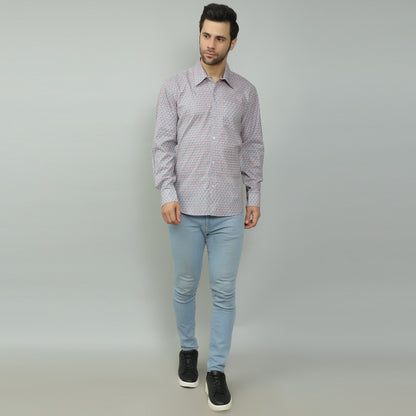 blue Cotton printed full sleeves shirt