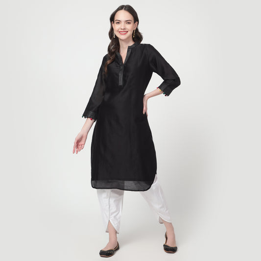 black chanderi kurta Set