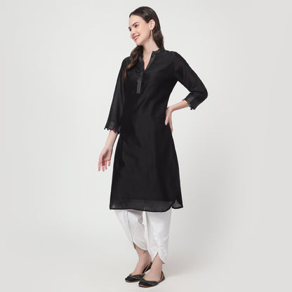 black chanderi kurta Set