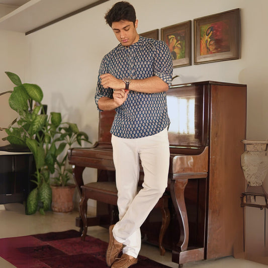 Cotton printed full sleeves kurta shirt