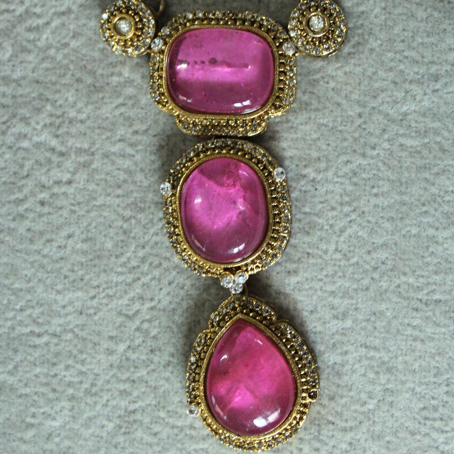 pink Gold Stone Embellished Pendant Necklace