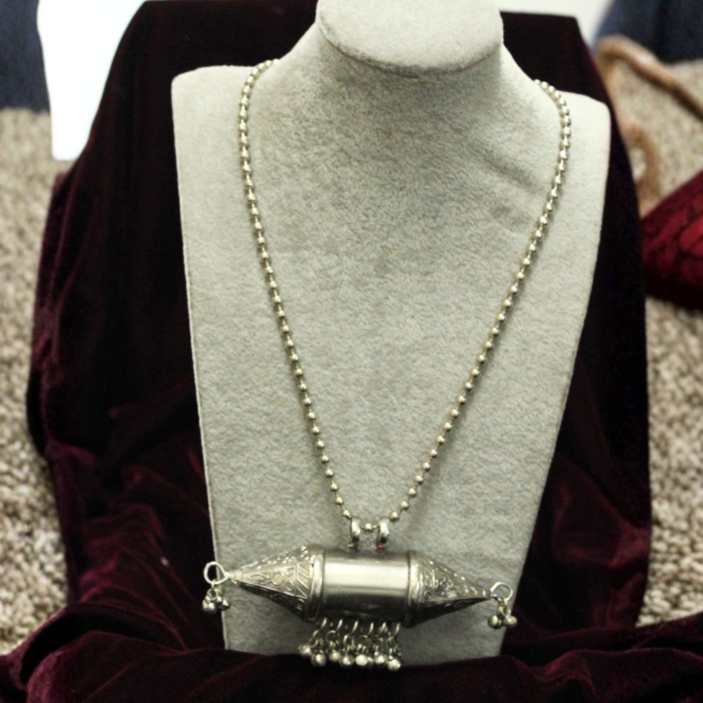 Oxidised Silver Handcrafted Brass Ghungroo Pendant Necklace