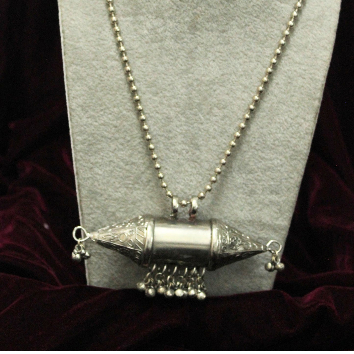 Oxidised Silver Handcrafted Brass Ghungroo Pendant Necklace