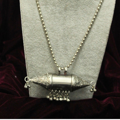 Oxidised Silver Handcrafted Brass Ghungroo Pendant Necklace