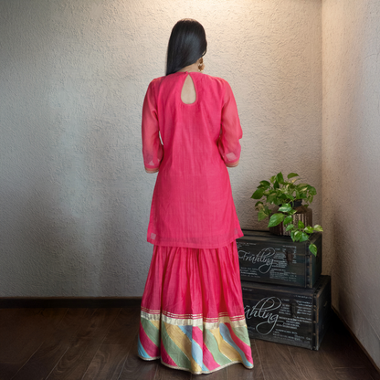 Pink Chanderi Sharara Set with Dupatta