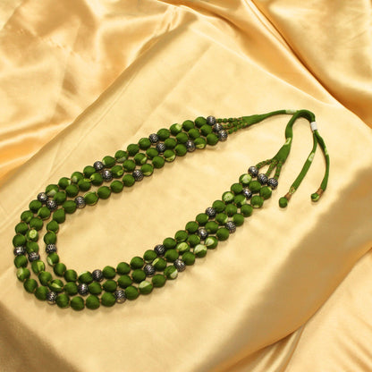3  layered fabric beaded necklace in bandhani