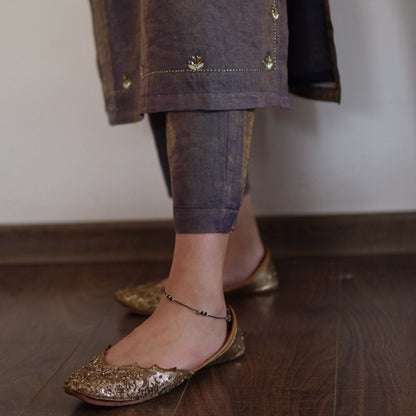 Navy Blue Metallic Chanderi Suit Set with Dupatta