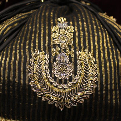 Black Tissue Chanderi hand embroidered Potli bag