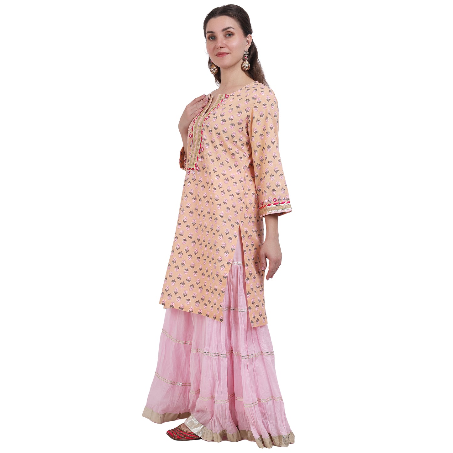 Pink Toned Printed Sharara Set