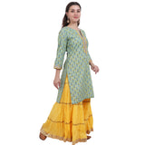 Green and Yellow Printed Sharara Set